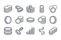 Stack of coins and pile of money related line icon set.